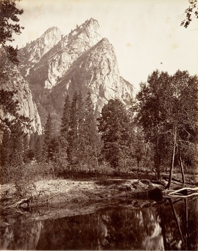 A három testvér, Yosemite, kb. 1872, nyomtatott kb. 1876. alkotó: Carleton E. Watkins.