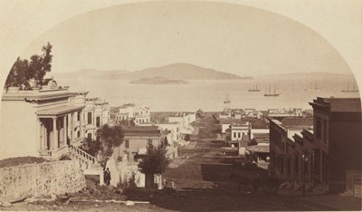 Alcatraz-sziget és a San Francisco-öböl, Észak felé néz, 1880-as évek. alkotó: Carleton Emmons Watkins