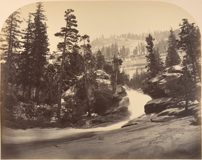Cascade, Nevada Fall a bal oldalon, Kilátás a Vernal Fall felett, 1861. alkotó: Carleton Emmons Watkins
