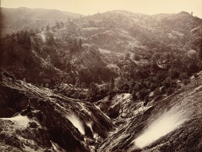 Ördög-kanyon, Gejzírek, Lenézés, 1868-70. alkotó: Carleton Emmons Watkins