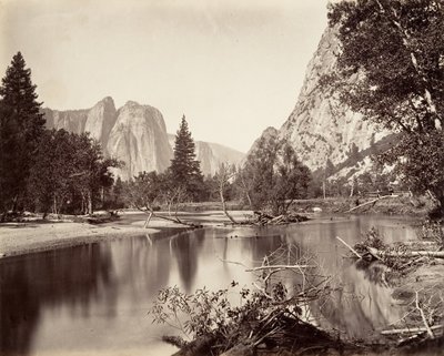 Lenézve a Yosemite-völgybe, kb. 1872, nyomtatott kb. 1876. alkotó: Carleton Emmons Watkins