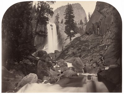 Piwyac, Vernal Fall, 300 láb, Yosemite, 1861. alkotó: Carleton Emmons Watkins