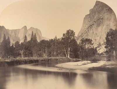 River View, Down the Valley, Cathedral Rock bal oldalon, 1861, Yosemite. alkotó: Carleton Emmons Watkins