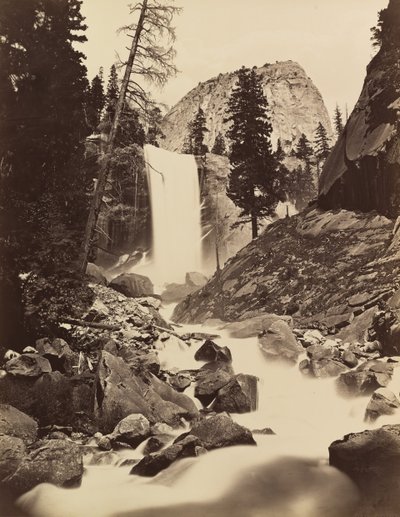 Vernal Fall, Yosemite, 1865-66, nyomtatott kb. 1875. alkotó: Carleton Emmons Watkins