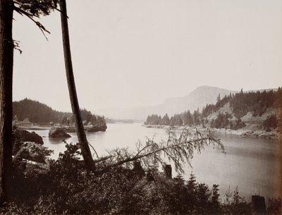 Kilátás a Columbiára, Cascades, 1867. alkotó: Carleton Emmons Watkins