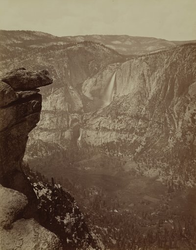 Yosemite vízesés a Glacier Pointból, 1865-66, nyomtatva kb. 1875. alkotó: Carleton Emmons Watkins