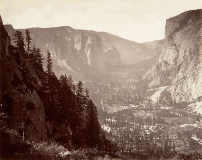 Yosemite Valley a Glacier Pointtól, kb. 1872, nyomtatott kb. 1876. alkotó: Carleton Emmons Watkins