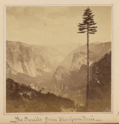 A Yosemite-völgy a „Best General View” pontból, Mariposa Trail alkotó: Carleton Watkins