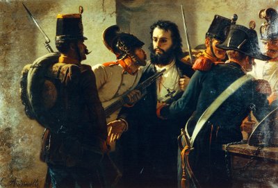 Ugo Bassi a Comacchio börtönben, Carlo Ademollo (1825-1911) alkotó: Carlo Ademollo