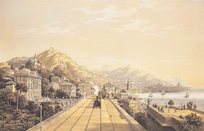 Elülső kép a "Kilátások a Torinó és Genova közötti vasútról", 1853 alkotó: Carlo Bossoli