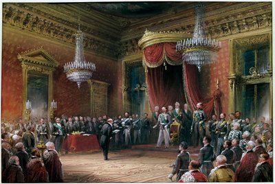 Risorgimento – Carlo Farini (1812-1866) bemutatja Victor Emmanuel II (Victor Emmanuel) (Vittorio Emanuele) (1820-1878) Emilia Romagna 1860-as annektálási szerződését (olaj, vászon) alkotó: Carlo Bossoli