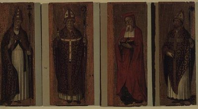 Szent Gergely, Szent Ambrus, Szent Ágoston, Szent Jeromos (poliptichon) alkotó: Carlo Braccesco