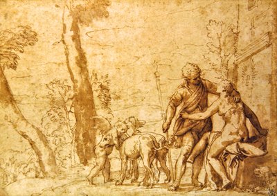 The Meeting, 1590 körül (szépia tinta és mosás papíron) alkotó: Carlo Caliari