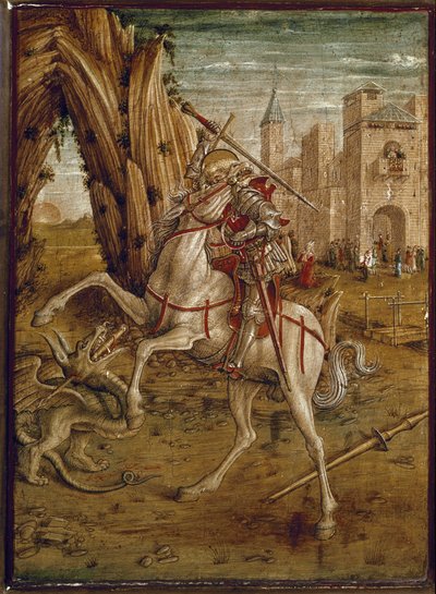 Szent György megöli a sárkányt (Predelle of Pala Odoni) - Tempera fán, 1490 után alkotó: Carlo Crivelli
