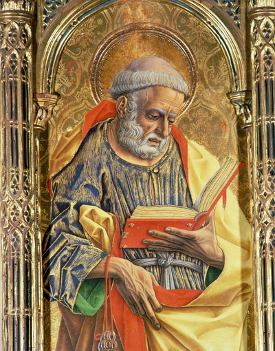Szent Péter, részlet a SantEmidio poliptichonból, 1473 tempera a 76636 tábla részletén alkotó: Carlo Crivelli