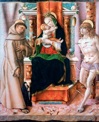 A Szűz és a Gyermek Szent Ferenccel és Sebestyénnel, 1491 alkotó: Carlo Crivelli