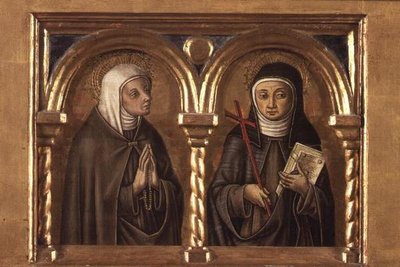 Azonosítatlan nő és Assisi Szent Klára (predella panel) (57606 részlet) alkotó: Carlo Crivelli