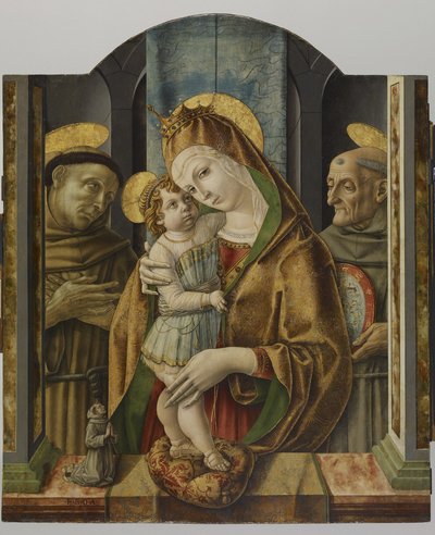Szűz és gyermek szentekkel és adományozóval, 1490 körül (tempera és aranylevél a panelen) alkotó: Carlo Crivelli