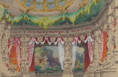 Színpadi díszlet egy baletthez: Don napernyő, 1869. alkotó: Carlo Ferrario