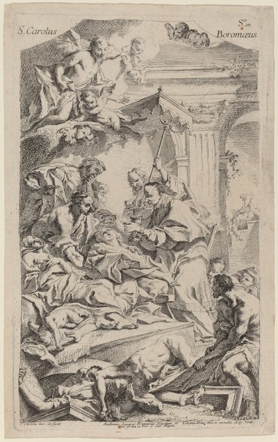 San Carlo Borromeo utolsóáldozást ad a pestis áldozatainak alkotó: Carlo Innocenzo Carlone