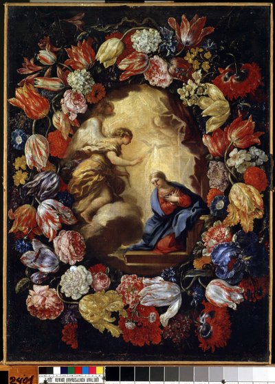 ""Az Angyali üdvözlet virágokkal"" Carlo Maratta (1625-1713) festménye Mikalojus Konstantinas Ciurlionis Szépművészeti Múzeum, Kaunas, Litvánia alkotó: Carlo Maratta or Maratti