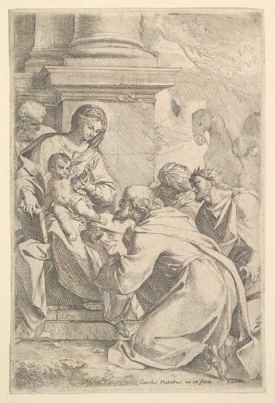 A mágusok imádása. alkotó: Carlo Maratta or Maratti