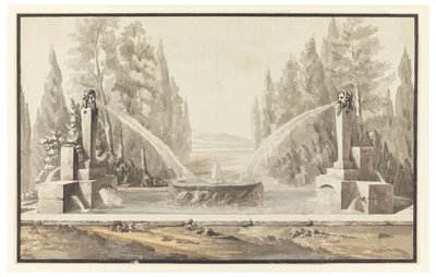 Tervezés egy szökőkúthoz a parkban alkotó: Carlo Marchionni