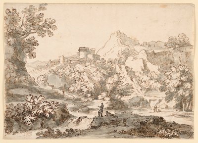 Rajz, Tájkép várossal, 1750-1770 alkotó: Carlo Marchionni