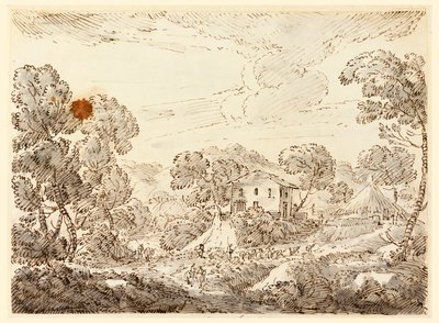 Rajz, Egy paraszt lakása erdei vidéken, 1750-1770 alkotó: Carlo Marchionni