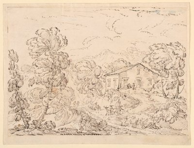 Rajz, Trattoria az erdőben, 1760-1770 alkotó: Carlo Marchionni