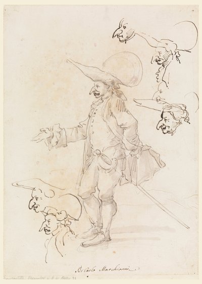 Rajz, karikatúrák, 1725-75 körül alkotó: Carlo Marchionni