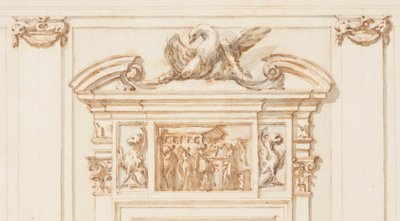 Rajz, Terv az északi portálhoz, Grand Gallery, Villa Albani, Róma, Olaszország, 1755-56 alkotó: Carlo Marchionni