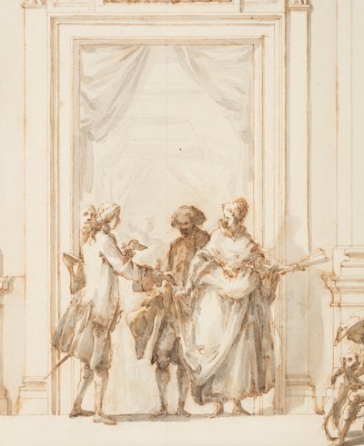 Rajz, Terv az északi portálhoz, Grand Gallery, Villa Albani, Róma, Olaszország, 1755-56 alkotó: Carlo Marchionni