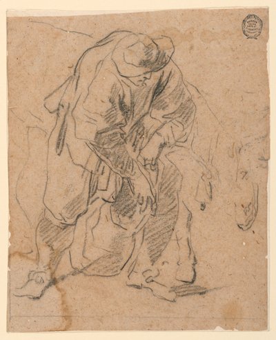 Rajz, Parasztember táskával, 1728-78 alkotó: Carlo Marchionni