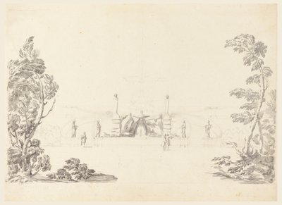 Rajz, Vázlat egy parki szökőkúthoz, 1740 alkotó: Carlo Marchionni