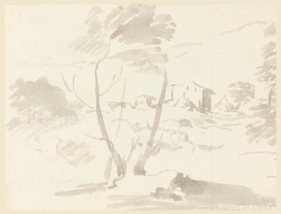 Rajz, Fák vázlata egy tájban, 1760-1780 alkotó: Carlo Marchionni