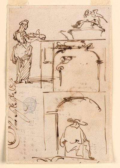 Rajz, vázlatok, 1725-50 alkotó: Carlo Marchionni
