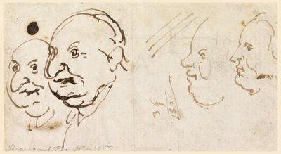 Rajz, Négy fej karikatúra vázlatai, 1725-75 alkotó: Carlo Marchionni