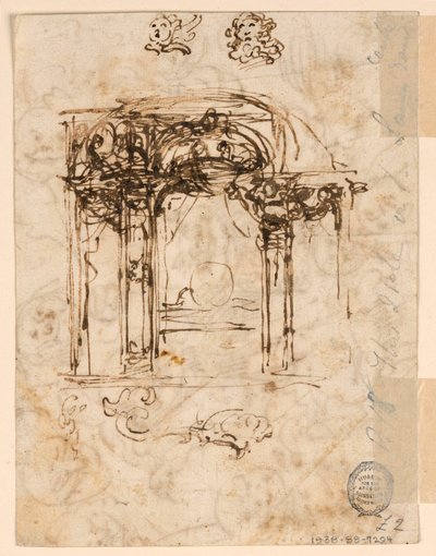 Rajz, fejtanulmányok, 1760-80 alkotó: Carlo Marchionni