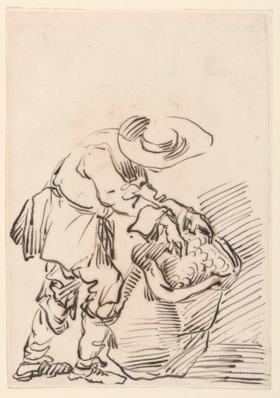 Rajz, dolgozó paraszt, 1728-78 alkotó: Carlo Marchionni