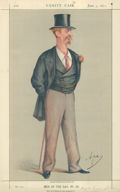 Eyre Shaw kapitány, megérdemli a népszerűségét, 1871. június 3., Vanity Fair rajzfilm alkotó: Carlo Pellegrini
