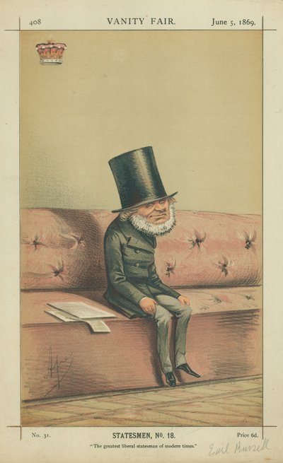 Earl of Russell, A modern idők legnagyobb liberális államférfiai, 1869. június 5., Vanity Fair rajzfilm alkotó: Carlo Pellegrini