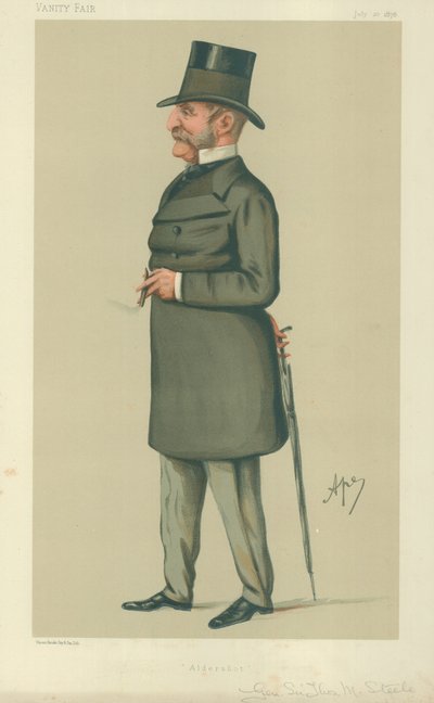 Sir Thomas Montagu Steele tábornok, Aldershot, 1878. július 20., Vanity Fair rajzfilm alkotó: Carlo Pellegrini