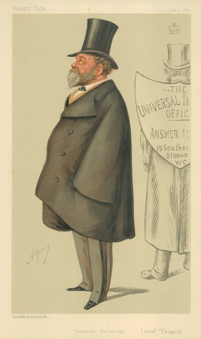 Lord Truro, Egyetemes tudás, 1887. január 1., Vanity Fair rajzfilm alkotó: Carlo Pellegrini