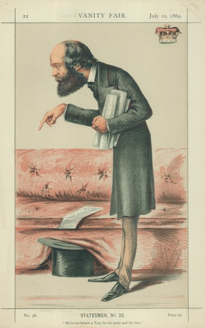 Salisbury márki, túl becsületes tory a pártjához és a korához képest, 1869. július 10., Vanity Fair rajzfilm alkotó: Carlo Pellegrini
