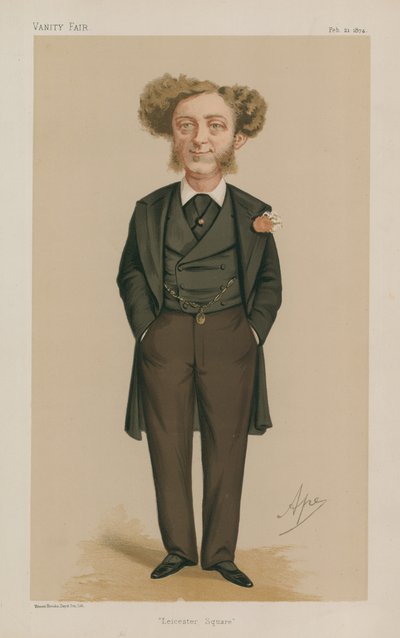 Albert Grant képviselő úr; Leicester tér; 1874. február 21.; Hiúságvásár; rajzfilm alkotó: Carlo Pellegrini