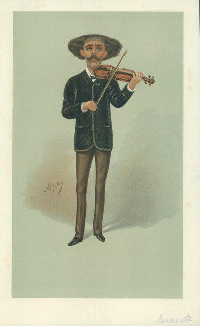 Senor Pablo Martin Meliton Sarasate, 1889. május 25., Vanity Fair rajzfilm alkotó: Carlo Pellegrini