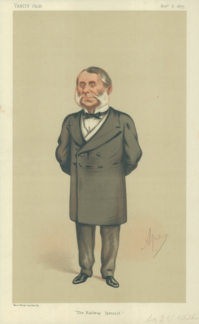 Sir Edward William Watkin, The Railway Interest, 1875. november 6., Vanity Fair karikatúra. alkotó: Carlo Pellegrini