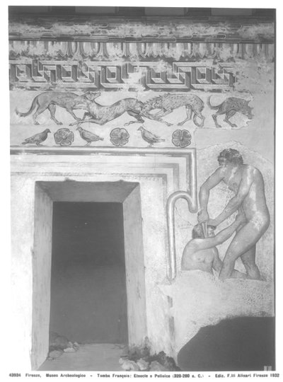 Marce Camitlnas és Cneve Tarchunies Rumach, a Vulci-i Francois-sír etruszk falfestményének rekonstrukciója Kr.e. 320-280 körül (falfestmény) (lásd még: 212368, 214590, 214591) alkotó: Carlo Ruspi