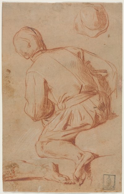 Ülő férfi hátulnézete, 1600-as évek vége. alkotó: Carlo Vimercati